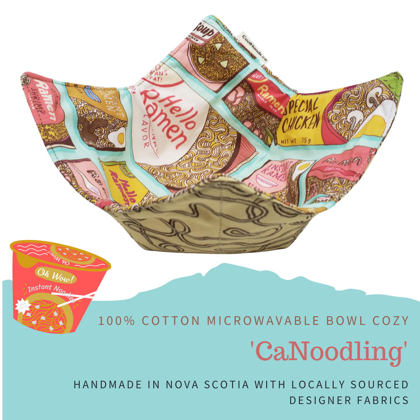 100% Cotton Microwavable Bowl Cozy - CaNoodling